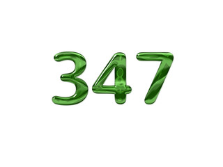 Green Number 347 isolated white background