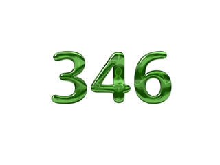 Green Number 346 isolated white background