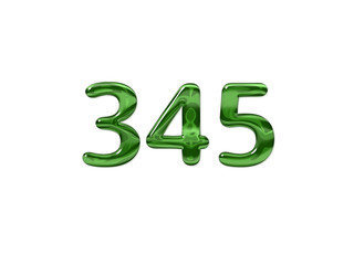 Green Number 345 isolated white background