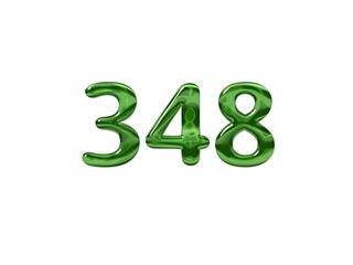 Green Number 348 isolated white background
