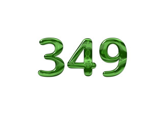 Green Number 349 isolated white background
