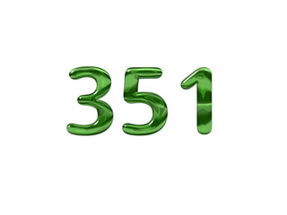 Green Number 351 isolated white background