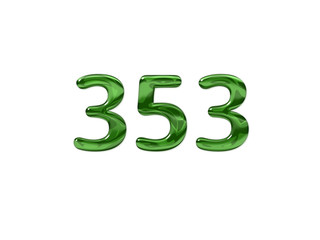 Green Number 353 isolated white background