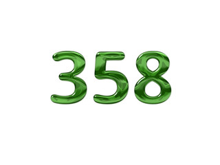 Green Number 358 isolated white background