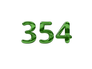 Green Number 354 isolated white background