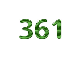Green Number 361 isolated white background