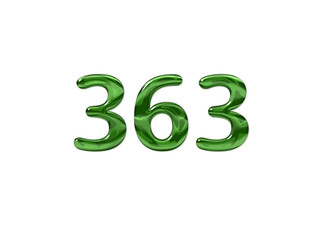 Green Number 363 isolated white background