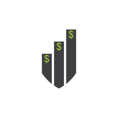 money dollar chart shield shape logo vector