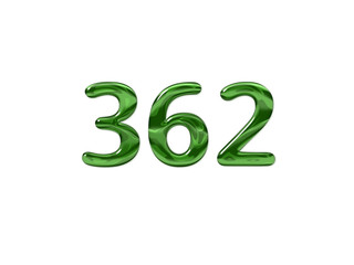 Green Number 362 isolated white background