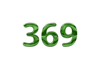 Green Number 369 isolated white background