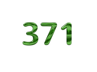 Green Number 371 isolated white background
