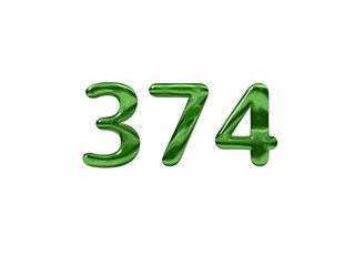 Green Number 374 isolated white background