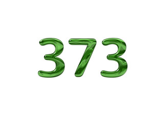 Green Number 373 isolated white background