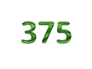 Green Number 375 isolated white background