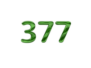 Green Number 377 isolated white background