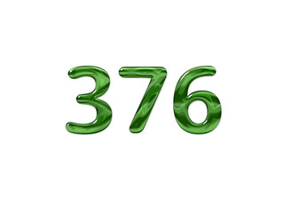 Green Number 376 isolated white background