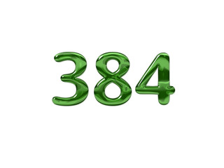 Green Number 384 isolated white background