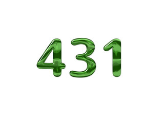 Green Number 431 isolated white background