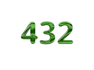 Green Number 432 isolated white background