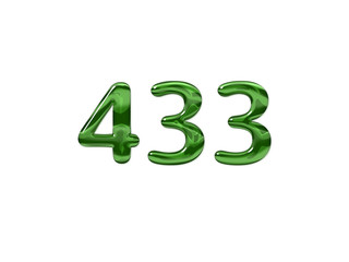 Green Number 433 isolated white background