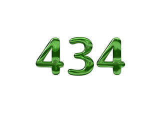 Green Number 434 isolated white background