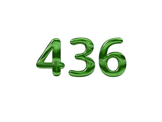 Green Number 436 isolated white background