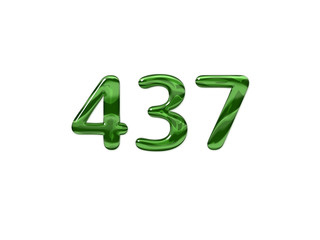 Green Number 437 isolated white background
