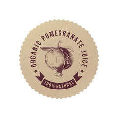Organic pomegranate juice paper emblem