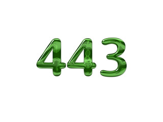 Green Number 443 isolated white background