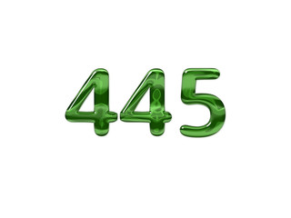 Green Number 445 isolated white background