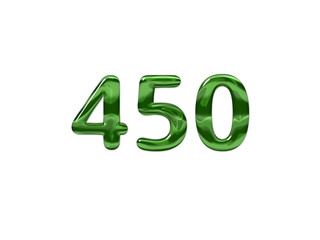 Green Number 450 isolated white background