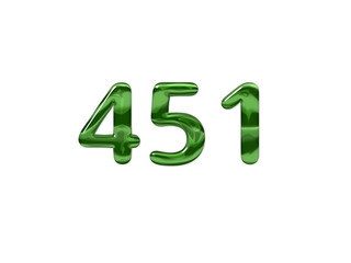 Green Number 451 isolated white background