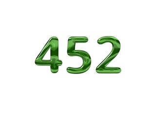 Green Number 452 isolated white background