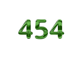 Green Number 454 isolated white background