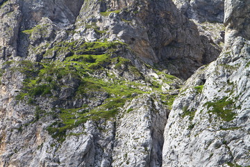 Fototapeta na wymiar nice mountain slope with blue sky, natural landscape photo