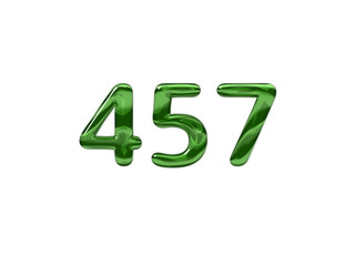 Green Number 457 isolated white background