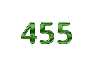 Green Number 455 isolated white background