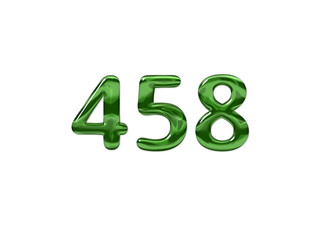 Green Number 458 isolated white background