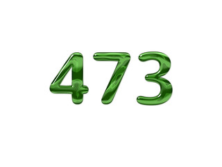 Green Number 473 isolated white background