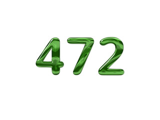 Green Number 472 isolated white background