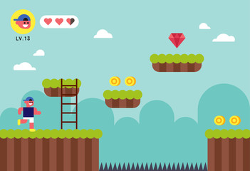 Computer game play concept illustration. flat design vector graphic style. © MINIWIDE