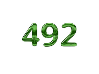 Green Number 492 isolated white background