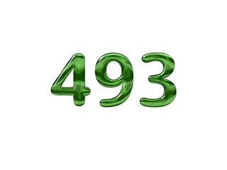 Green Number 493 isolated white background