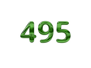 Green Number 495 isolated white background