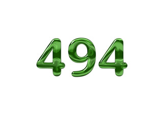 Green Number 494 isolated white background
