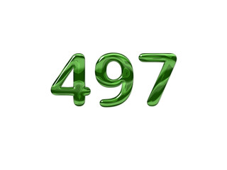 Green Number 497 isolated white background
