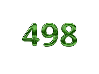 Green Number 498 isolated white background