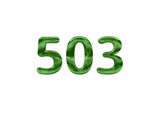 Green Number 503 isolated white background