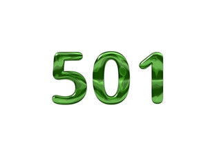 Green Number 501 isolated white background