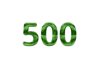 Green Number 500 isolated white background